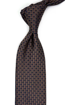 Kravatkolik Kahverengi Küçük Desen Mendilli Klasik Kravat KK13447