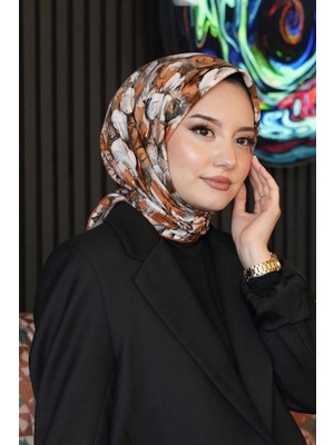 Afvente Soyut Gül Desen Yavruağzı Soft Pamuk Eşarp