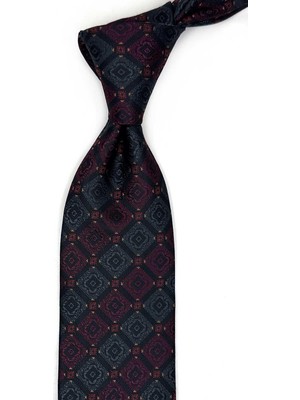 Kravatkolik Siyah Motif Desen Mendilli Klasik Kravat KK13429