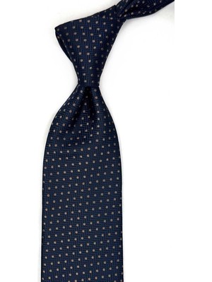 Kravatkolik Lacivert Puantiye Desen Mendilli Klasik Kravat KK13540
