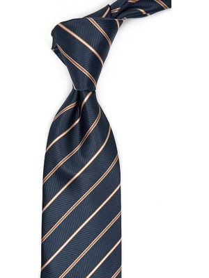 Kravatkolik Füme Çizgi Desen Mendilli Klasik Kravat KK13681