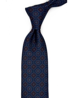 Kravatkolik Mavi Motif Desen Mendilli Klasik Kravat KK13568