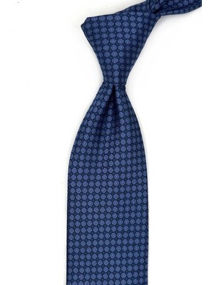 Kravatkolik Mavi - Lacivert Nokta Desen Mendilli Klasik Kravat KK13606