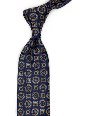 Kravatkolik Lacivert Motif Desen Mendilli Klasik Kravat KK13576