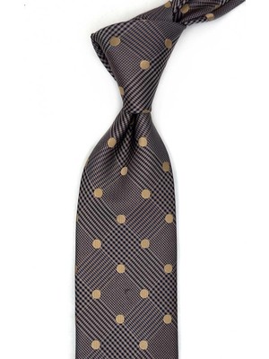 Kravatkolik Bej Puantiye Desen Mendilli Klasik Kravat KK13597