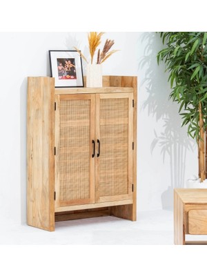 Şafak Mobilya Evora Rattan Detaylı Masif Büfe