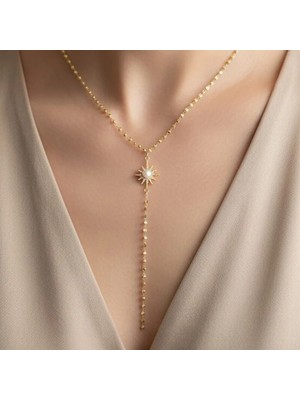 Vip Serisi/stil Incisi Güneş Uzun Zirkon Taşlı Kolye