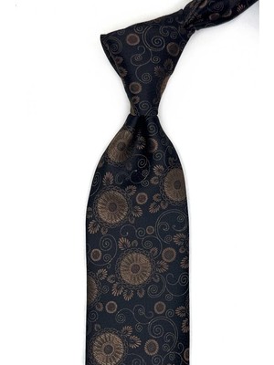 Kravatkolik Siyah Motif Desen Mendilli Klasik Kravat KK13590