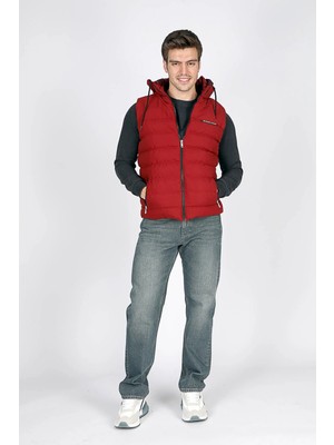 Lee Cooper Caspian Erkek Kapüşonlu Yelek Bordo