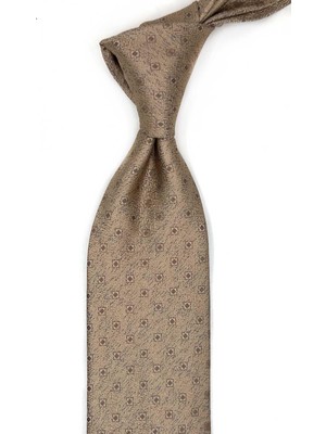 Kravatkolik Bej Küçük Desen Mendilli Klasik Kravat KK13519