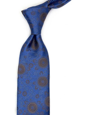 Kravatkolik Mavi Motif Desen Mendilli Klasik Kravat KK13589