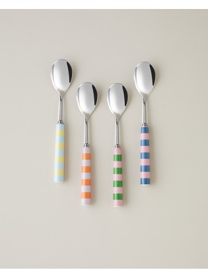 English Home Colorline Paslanmaz Çelik 4'lü Tatlı Kaşığı 15 cm Renkli