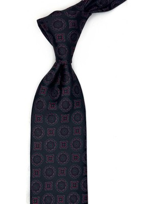 Kravatkolik Siyah Motif Desen Mendilli Klasik Kravat KK13578