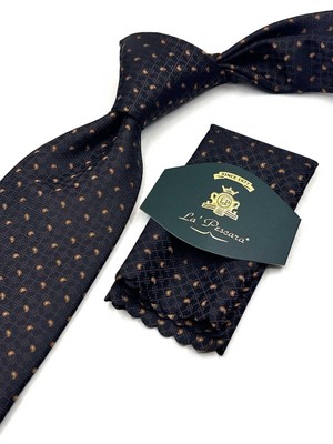 Kravatkolik Kahverengi Şal Desen Mendilli Klasik Kravat KK13636