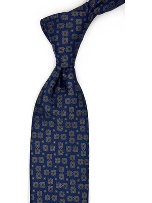 Kravatkolik Lacivert Motif Desen Mendilli Klasik Kravat KK13658