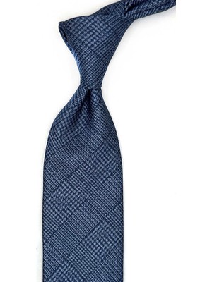 Kravatkolik Mavi Kare Desen Mendilli Klasik Kravat KK13585