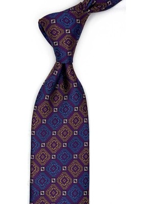 Kravatkolik Mürdüm Motif Desen Mendilli Klasik Kravat KK13430