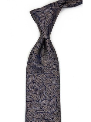 Kravatkolik Bej Kendinden Desen Mendilli Klasik Kravat KK13549