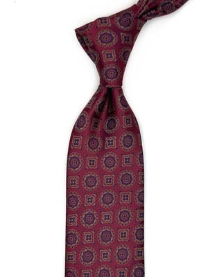 Kravatkolik Bordo Motif Desen Mendilli Klasik Kravat K13580