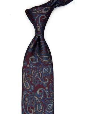 Kravatkolik Bordo Şal Desen Mendilli Klasik Kravat KK13496