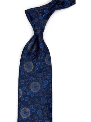 Kravatkolik Lacivert Motif Desen Mendilli Klasik Kravat KK13591