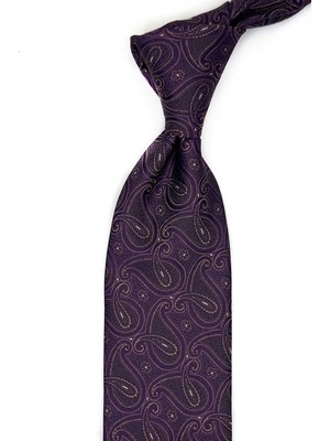 Kravatkolik Mürdüm Şal Desen Mendilli Klasik Kravat KK13663