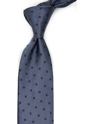 Kravatkolik Gri Küçük Desen Mendilli Klasik Kravat KK13490