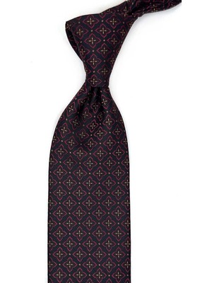 Kravatkolik Siyah Motif Desen Mendilli Klasik Kravat KK13479