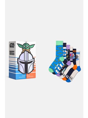 Happy Socks - Erkek Çok Renkli Star Wars Mandalorian Temalı 6\'lı Çorap Hediye Seti
