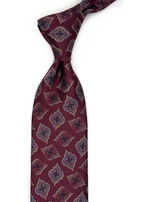 Kravatkolik Bordo Motif Desen Mendilli Klasik Kravat K13609