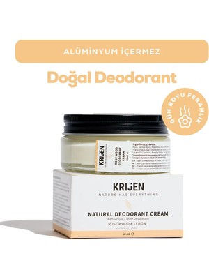 Krijen 50 ml Krem Deodorant Gül Ağacı ve Limon Ferahlatıcı Etkisiyle Alüminyum İçermez