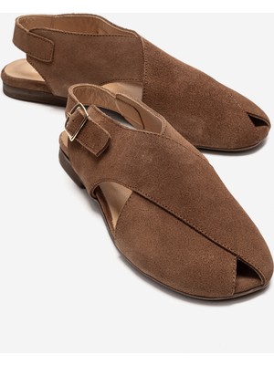 Luvi Monaro Toprak Süet Hakiki Deri Kadın Sandalet