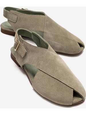 Luvi Monaro Yeşil Süet Hakiki Deri Kadın Sandalet