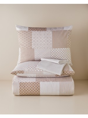 English Home Chain Patch Kolay Ütülenir Çarşaflı Çift Kişilik Nevresim Takımı 200X220 cm Turuncu