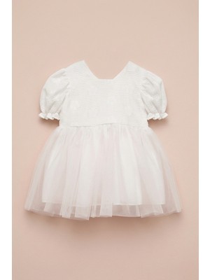 Le Mabelle Beyaz Tül Etekli Dantel Detaylı Kız Çocuk Elbise - Nora