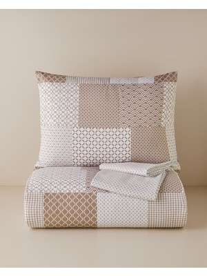 English Home Chain Patch Kolay Ütülenir Çarşaflı Tek Kişilik Nevresim Takımı 160x220 cm Turuncu