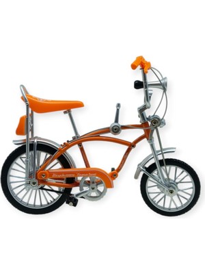 Model Araçlar - 1:8 Metal Retro Pinokyo Bisiklet - Die -Cast 17 cm - Turuncu (Lisinya)