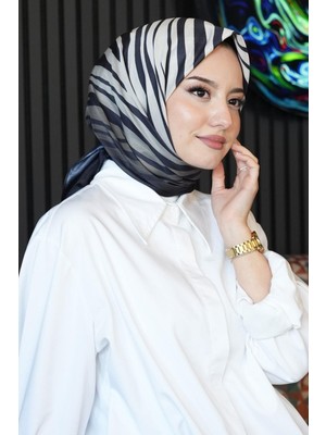 Afvente Zebra Desen Siyah Soft Pamuk Eşarp - Haki