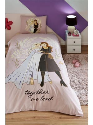 Özdilek Lisanslı Lastikli Çarşaflı Tek Kişilik Çocuk Nevresim Takımı-Frozen Magical Pembe