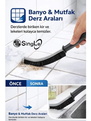 Single ( 3 Adet ) Çok Amaçlı Multi Ince Temizlik Fırçası Derz Arası Banyo Mutfak Lavabo Detay Temizleme