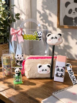 Munis Sevimli Hayvan Temalı Kırtasiye Seti / Peluş Kalem Kutusu, Hbkalem, Silgi, Washi Bantlar, Kalemtıraş