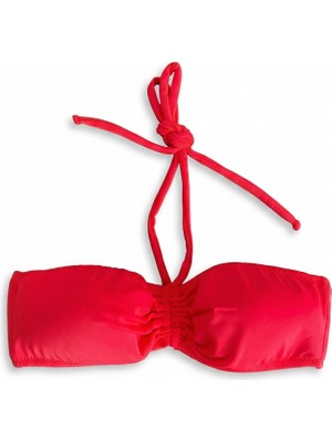 Zi Kırmızı Straplez Dar Kalıp Bikini Üstü