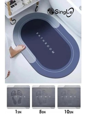 Single Su Emici Paspas Şık Tasarım Abdest Paspası Kaymaz Taban Diyatom 40*60 cm Oval Paspas