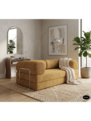 Colormix Fitilli Kadife Tamamen Sünger Katlanabilir Yataklı Fonksiyonel Çekyat