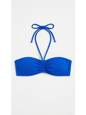 Zi Mavi Dar Kalıp Straplez Bikini Üstü