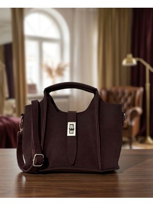 Han Çanta Kadın Bordo Süet El ve Omuz Çantası – Şık Minimal Günlük Kullanım Çanta