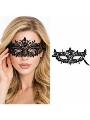 Erdo Ticaret Buğz Siyah Dantel Venedik Maskesi Kadın – Zarif Parti  Balo Maskesi 4 No