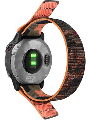 CaseOnn Garmin Fenix 8 - 47 Mm, Amoled Kordon Hasır Kumaş Ultrafit Nylon Yedek Kayış Turuncu Siyah