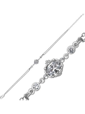 Gumush Gümüş Vintage Zirkon Taşlı Kadın Bileklik