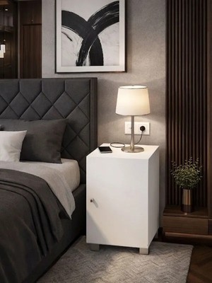 Panama Tekli Kapak Yönü Ister Sağa Ister Sola Uyan Tekli Beyaz Komodin